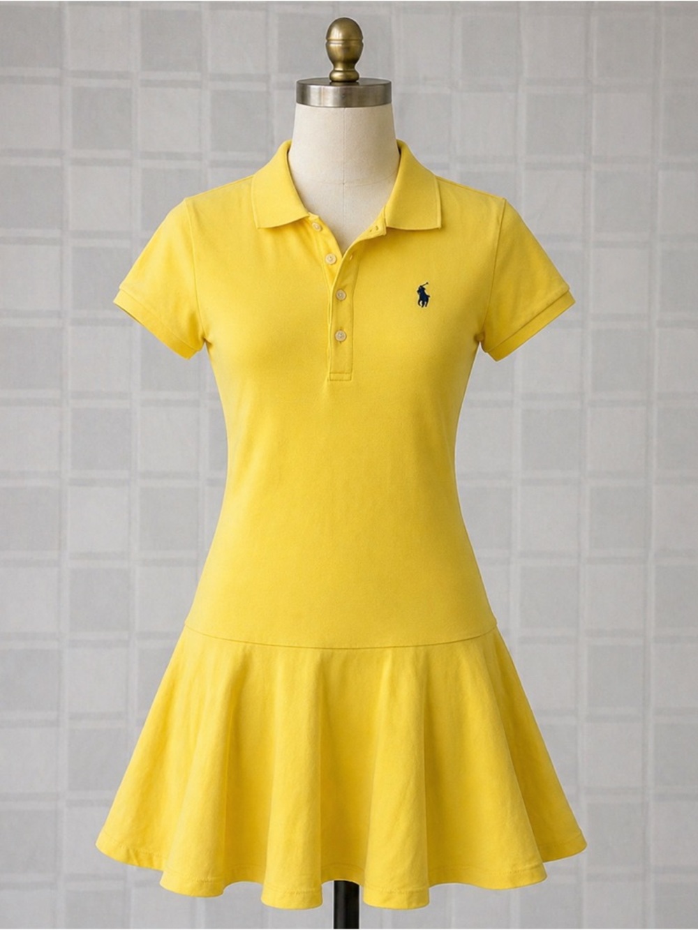 Polo by Ralph Lauren Girls Yellow Polo Dress with Embroidered Logo M 8-10
